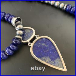 Lapis Lazuli Pendant Navajo Pearls Sterling Silver Necklace 11365
