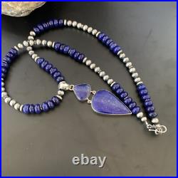 Lapis Lazuli Pendant Navajo Pearls Sterling Silver Necklace 11365