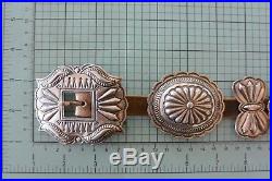 Large 8.9ozt HARRY MORGAN signed Heavy Navajo CONCHO BELT buckle Sterling Silver