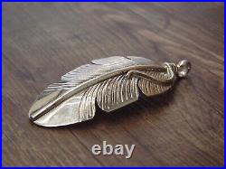 Large Navajo Hand Stamped Sterling Silver Feather Pendant Davis