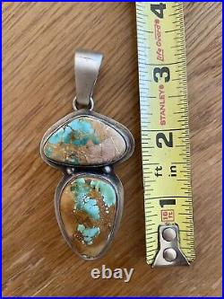 Large Navajo R Begay High Grade Royston Turquoise Sterling Silver Pendant