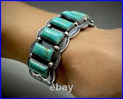 Large Navajo Sterling Silver Turquoise Cuff Bracelet HEAVY & GORGEOUS