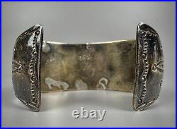 Large Vintage Navajo Sterling Silver Blue Diamond Turquoise Cuff Bracelet