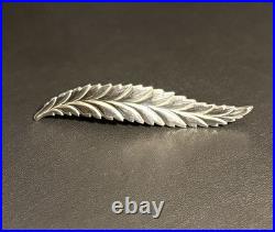 Large Vintage Navajo Sterling Silver Fern Brooch Leaf Pin 3.5 Rare