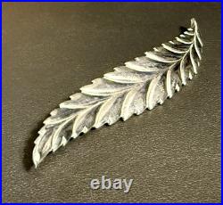 Large Vintage Navajo Sterling Silver Fern Brooch Leaf Pin 3.5 Rare