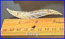 Large Vintage Navajo Sterling Silver Fern Brooch Leaf Pin 3.5 Rare