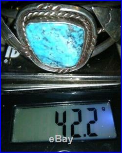 Large Vintage Navajo Sterling Silver TURQUOISE Cuff Bracelet 42.2 Grams