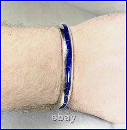 Larry Loretto Zuni RARE Serpentine Lapis Lazuli Inlay 925 Cuff 6.5 37.29g