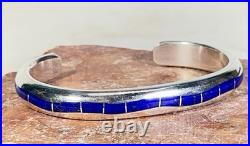 Larry Loretto Zuni RARE Serpentine Lapis Lazuli Inlay 925 Cuff 6.5 37.29g