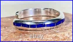 Larry Loretto Zuni RARE Serpentine Lapis Lazuli Inlay 925 Cuff 6.5 37.29g