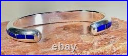 Larry Loretto Zuni RARE Serpentine Lapis Lazuli Inlay 925 Cuff 6.5 37.29g