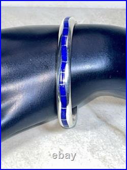 Larry Loretto Zuni RARE Serpentine Lapis Lazuli Inlay 925 Cuff 6.5 37.29g