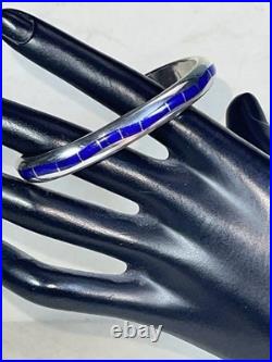 Larry Loretto Zuni RARE Serpentine Lapis Lazuli Inlay 925 Cuff 6.5 37.29g