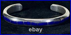 Larry Loretto Zuni RARE Serpentine Lapis Lazuli Inlay 925 Cuff 6.5 37.29g