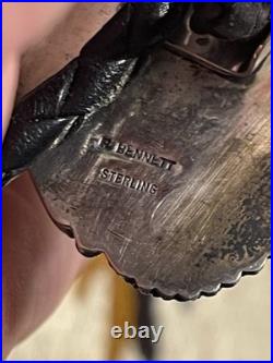 Late Ray Bennett Navajo Sterling Silver Turquoise Coral Bolo Tie VINTAGE Raymond