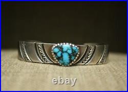 Leonard T Chee Native American Navajo Turquoise Sterling Silver Cuff Bracelet
