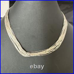Liquid Silver Heishi 20 Strands Sterling Silver Tube Beads 18 Necklace 19984