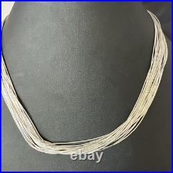 Liquid Silver Heishi 20 Strands Sterling Silver Tube Beads 18 Necklace 19984