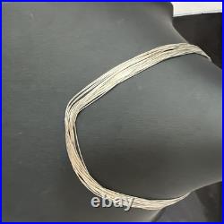 Liquid Silver Heishi 20 Strands Sterling Silver Tube Beads 18 Necklace 19984