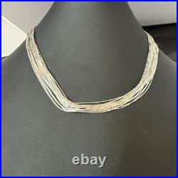 Liquid Silver Heishi 20 Strands Sterling Silver Tube Beads 18 Necklace 19984