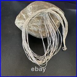 Liquid Silver Heishi 20 Strands Sterling Silver Tube Beads 18 Necklace 19984