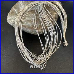 Liquid Silver Heishi 20 Strands Sterling Silver Tube Beads 18 Necklace 19984