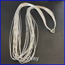 Liquid Silver Heishi 20 Strands Sterling Silver Tube Beads 18 Necklace 19984