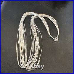 Liquid Silver Heishi 20 Strands Sterling Silver Tube Beads 18 Necklace 19984