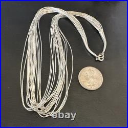 Liquid Silver Heishi 20 Strands Sterling Silver Tube Beads 18 Necklace 19984