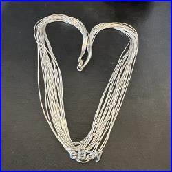 Liquid Silver Heishi 20 Strands Sterling Silver Tube Beads 18 Necklace 19984