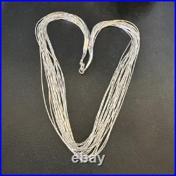 Liquid Silver Heishi 20 Strands Sterling Silver Tube Beads 18 Necklace 19984