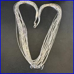 Liquid Silver Heishi 20 Strands Sterling Silver Tube Beads 18 Necklace 19984