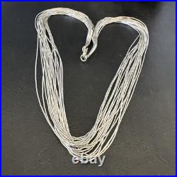 Liquid Silver Heishi 20 Strands Sterling Silver Tube Beads 18 Necklace 19984