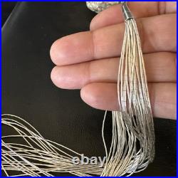 Liquid Silver Heishi 20 Strands Sterling Silver Tube Beads 18 Necklace 19984