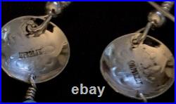 Lorenzo Arviso Navajo Handmade Sterling Turquoise Feather Earrings 2.4 dangles
