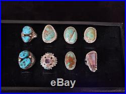 Lot Of 8 Sterling Silver Turquoise Navajo Shell Henry Thomas Shay Rex