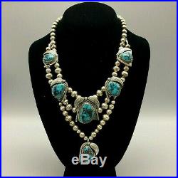 Lovely! A Vintage Turquoise Cabochon and Silver Bead Necklace