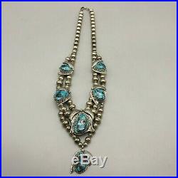 Lovely! A Vintage Turquoise Cabochon and Silver Bead Necklace