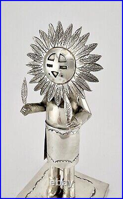 Lowell Draper Navajo Sterling Silver Sunface Dancer Warrior Kachina Statue 4.5