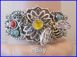 Lrg Carolyn Pollack Fritz Casuse sterling silver Bumble Bee bracelet turquoise