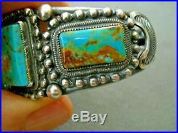 MARTINEZ Native American Indian Royston Turquoise Sterling Silver Cuff Bracelet