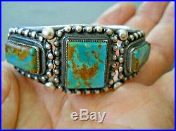 MARTINEZ Native American Indian Royston Turquoise Sterling Silver Cuff Bracelet