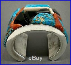 MASSIVE Navajo Sterling Silver Turquoise Cobblestone Cuff Bracelet 200 Grams WOW