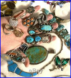 MASSIVE STERLING LOT of Jewelry Dead Old Pawn Navajo Mexico Etc Wt Over 2lbs