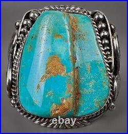 MASSIVE Vintage Navajo Sterling Silver Turquoise Cuff Bracelet HEAVY 136 Grams