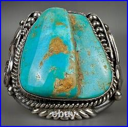 MASSIVE Vintage Navajo Sterling Silver Turquoise Cuff Bracelet HEAVY 136 Grams