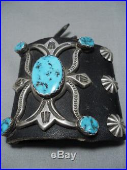 Magnificent Vintage Navajo Morenci Turquoise Sterling Silver Ketoh Bracelet Old