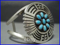 Magnificent Vintage Navajo Turquoise Sterling Silver Bracelet Old
