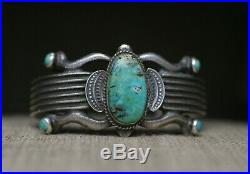 Martha Cayatineto Native American Navajo Turquoise Sterling Silver Cuff Bracelet