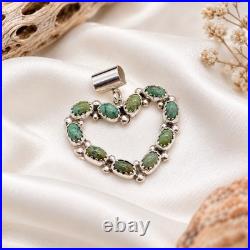 Martin Perry Navajo Green Kingman Turquoise Sterling Silver Heart Pendant NWT